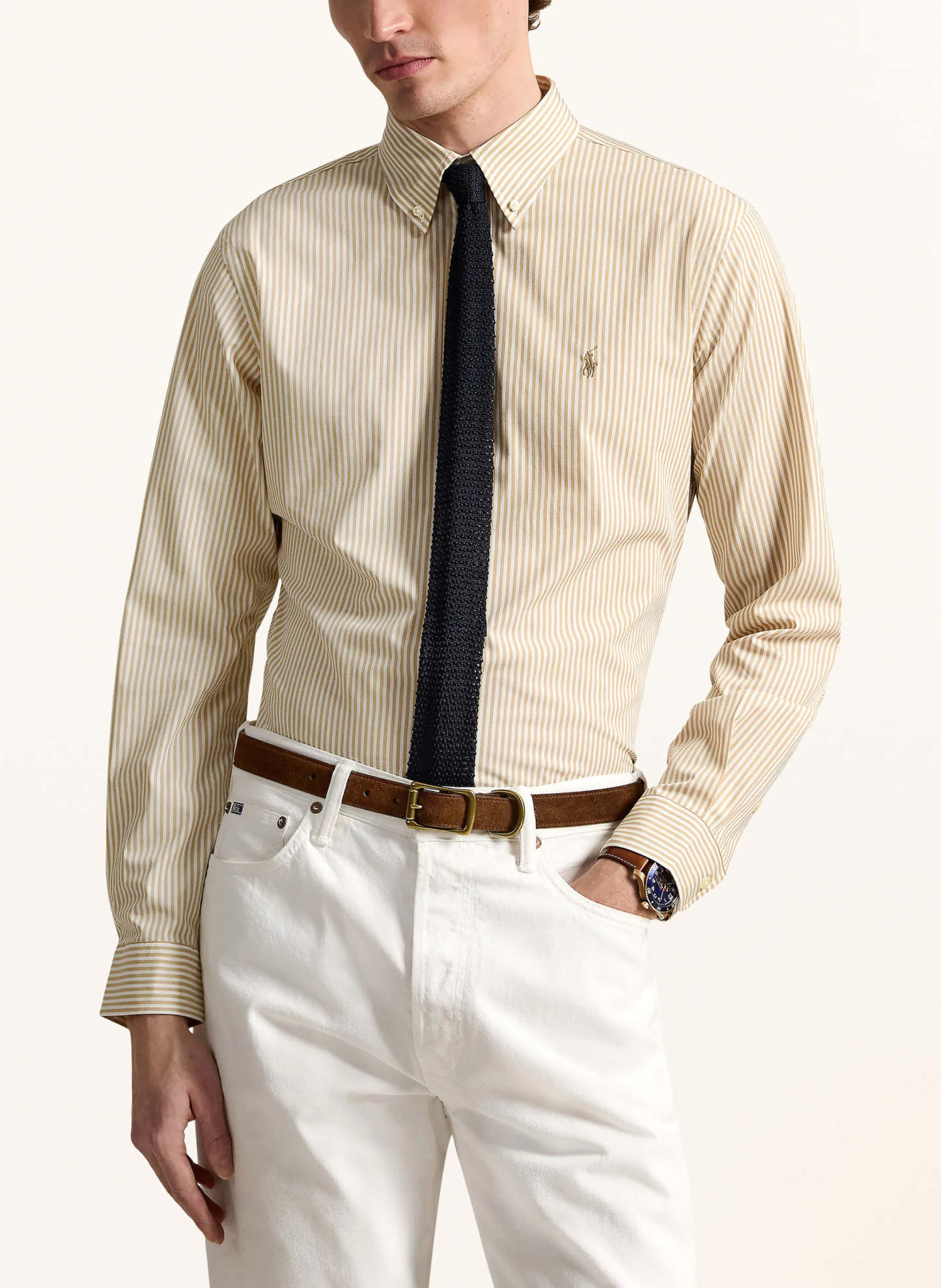 POLO RALPH LAUREN Hemd Custom Fit – BEIGE / WEISS (2)