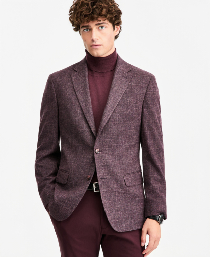 Tommy Hilfiger Men's Modern-Fit Textured Burgundy Sport Coat - Burgundy