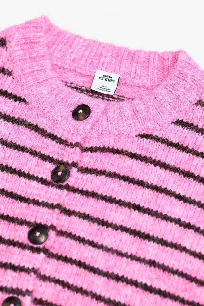 UO Hudson Fuzzy Cardigan - Pink Combo