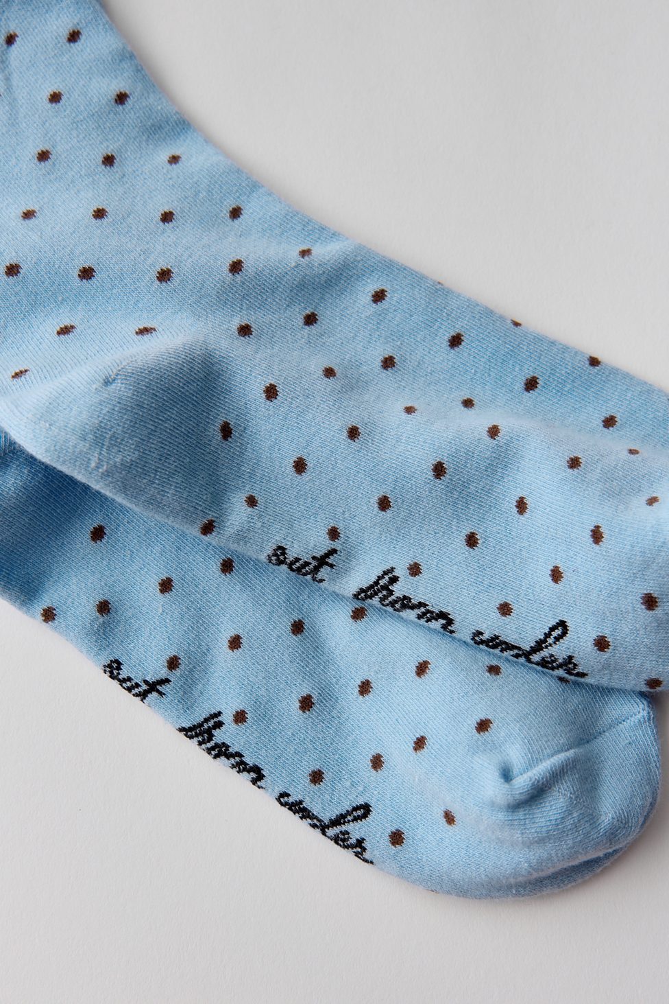Out From Under Lettuce-Edge Polka Dot Socks - Blue + Brown Polka Dot