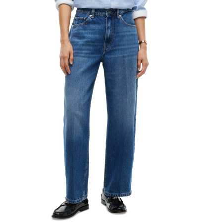 Tommy Hilfiger Women's Barrel High-Waisted 100% Cotton Jeans, Macy's Exclusive - Medium Wash