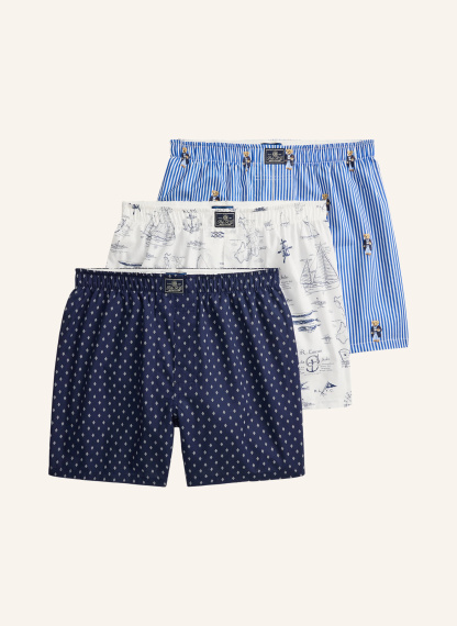 POLO RALPH LAUREN 3er-Pack Web-Boxershorts – DUNKELBLAU / BLAU / WEISS