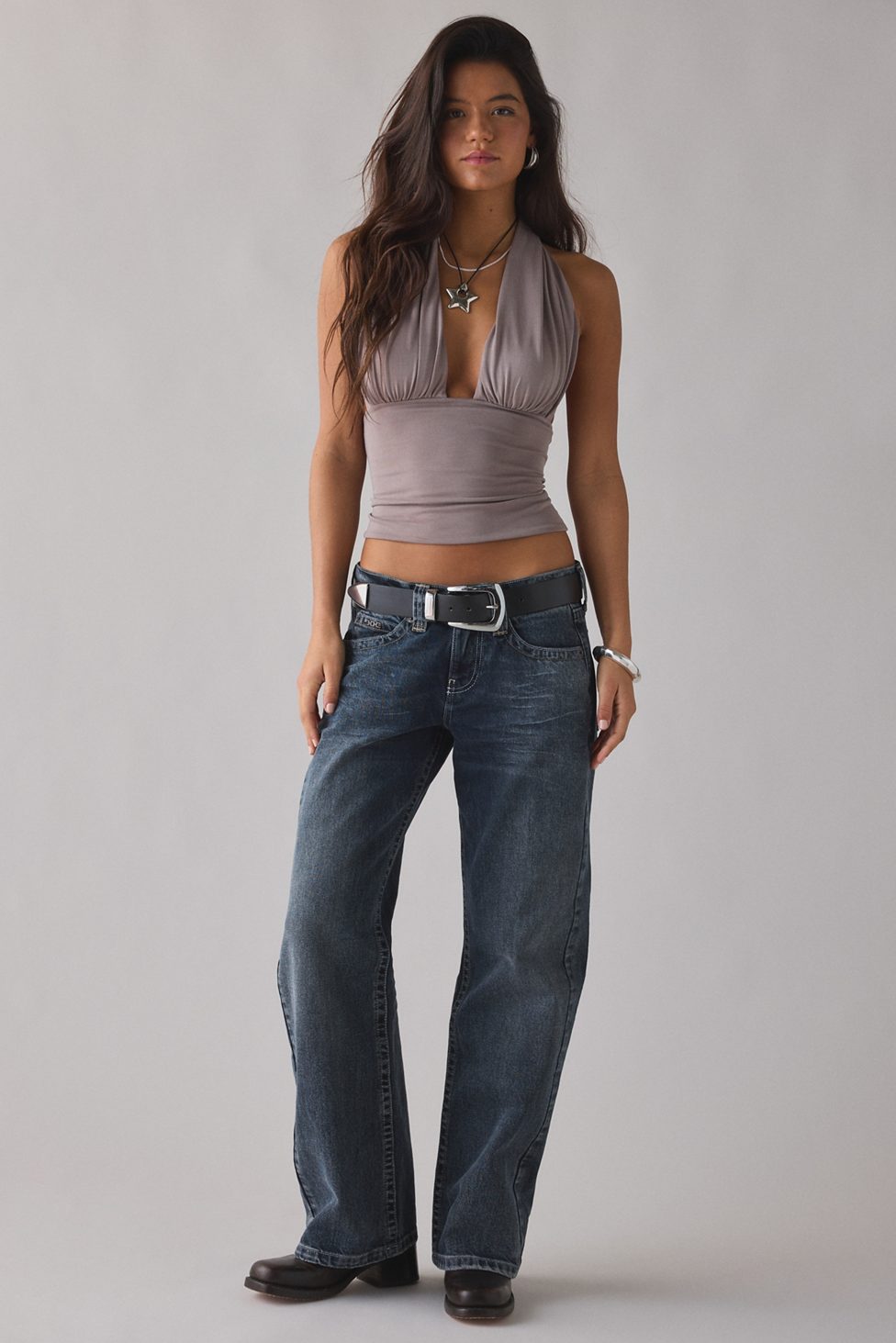 BDG Kayla Wash Effect Low-Rise Jeans - Dark Blue