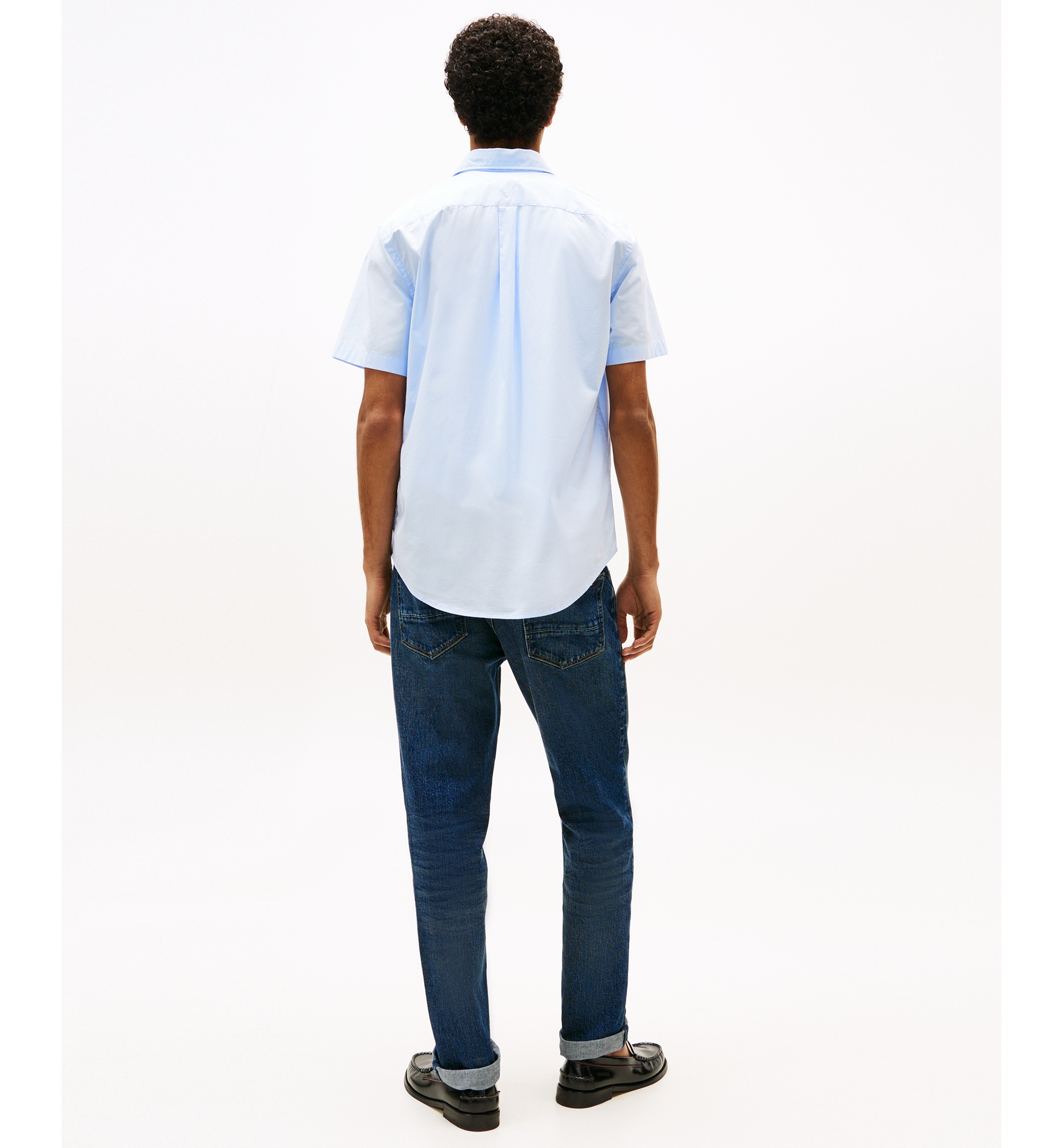 Tommy Hilfiger Men's Short Sleeve Flex Poplin Regular Fit Shirt - Sweet Blue
