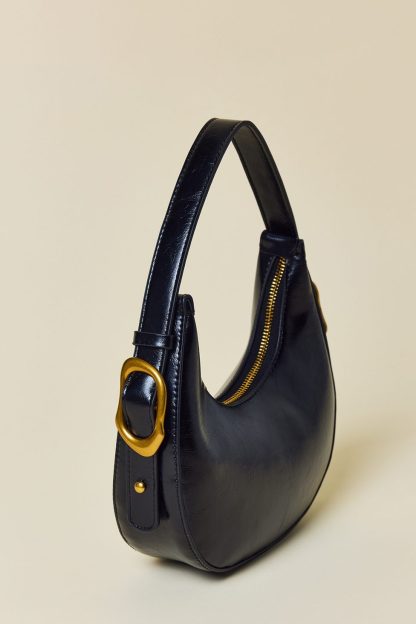 UO Ella Buckled Crescent Shoulder Bag - Black