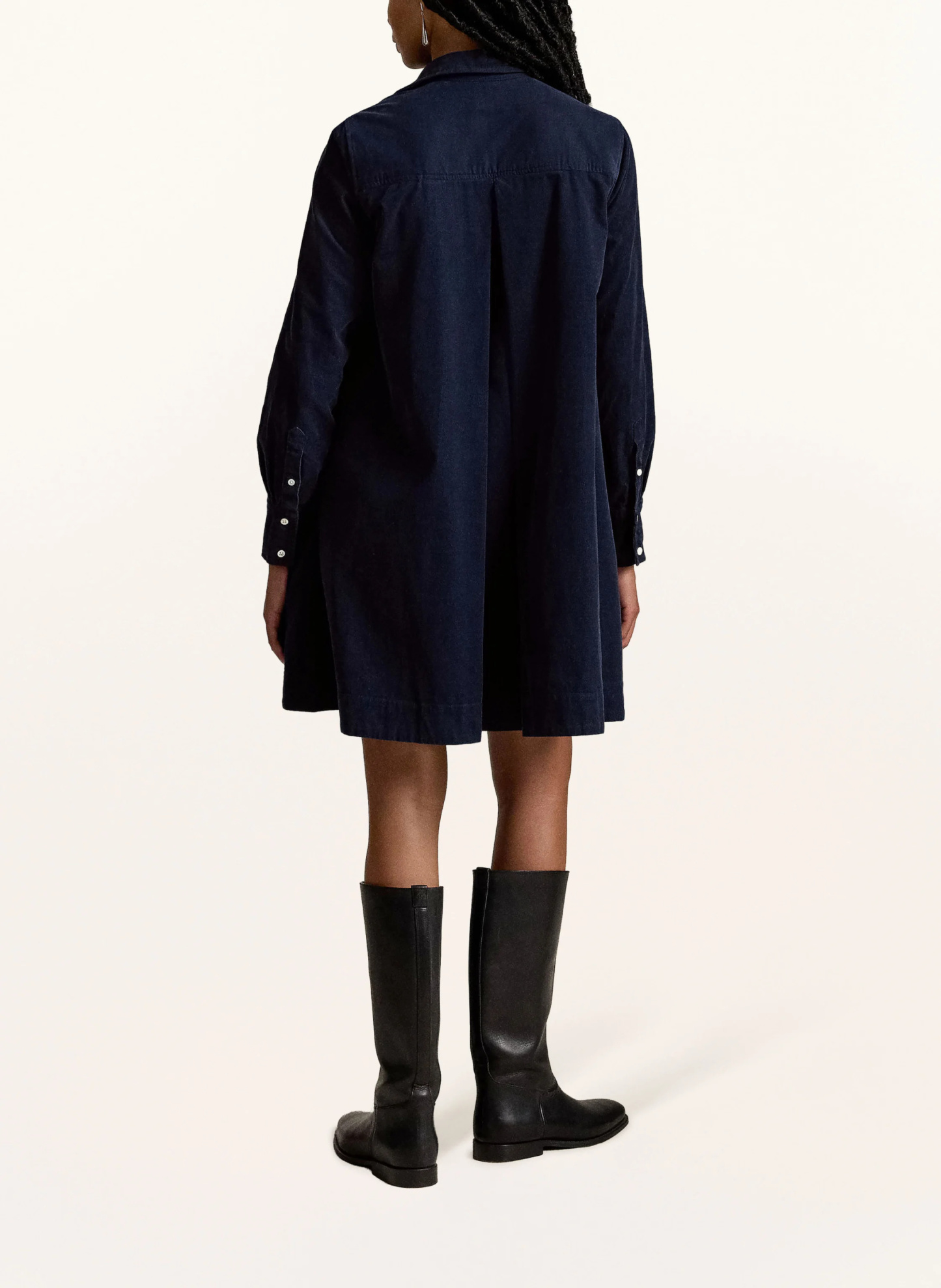 POLO RALPH LAUREN Hemdblusenkleid aus Cord – DUNKELBLAU
