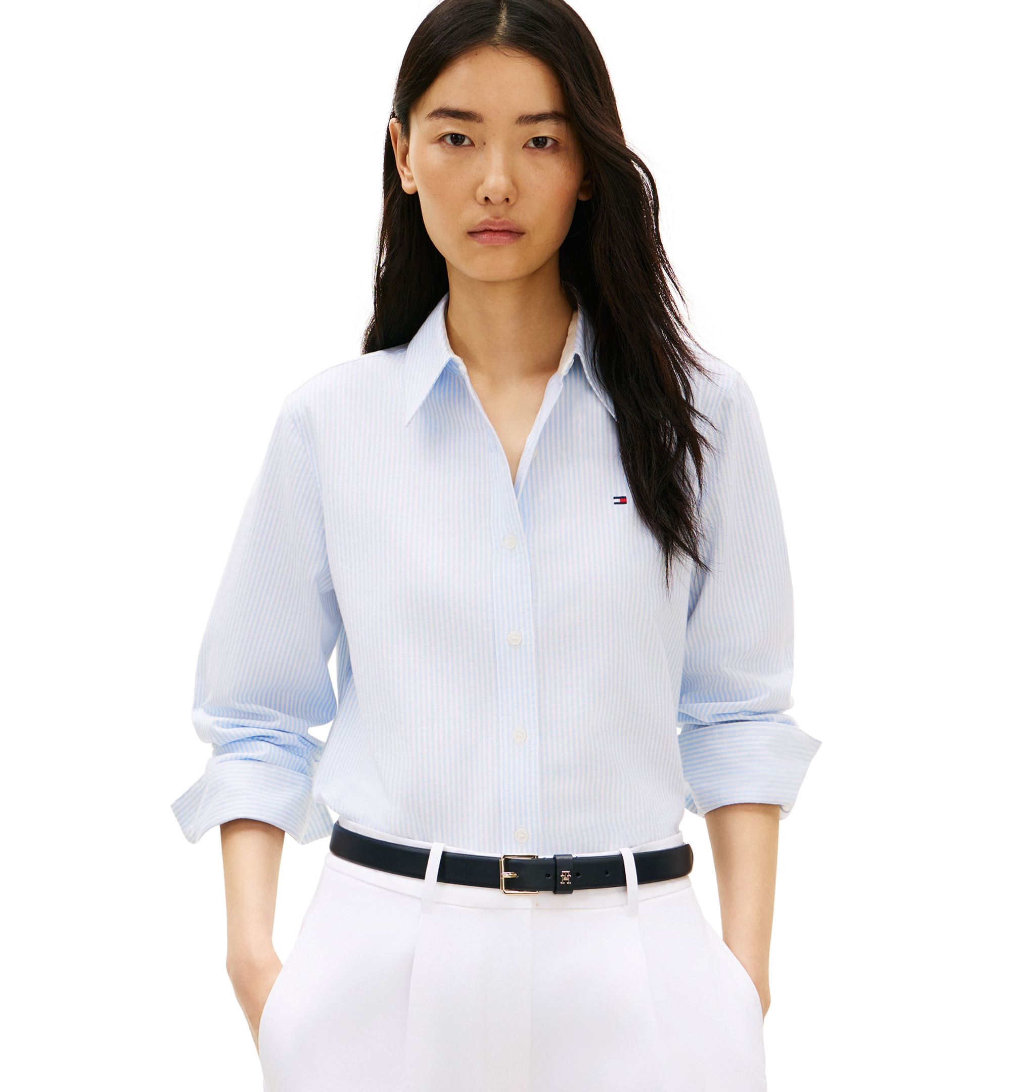 Tommy Hilfiger Women's Long-Sleeve Oxford Shirt - Blue