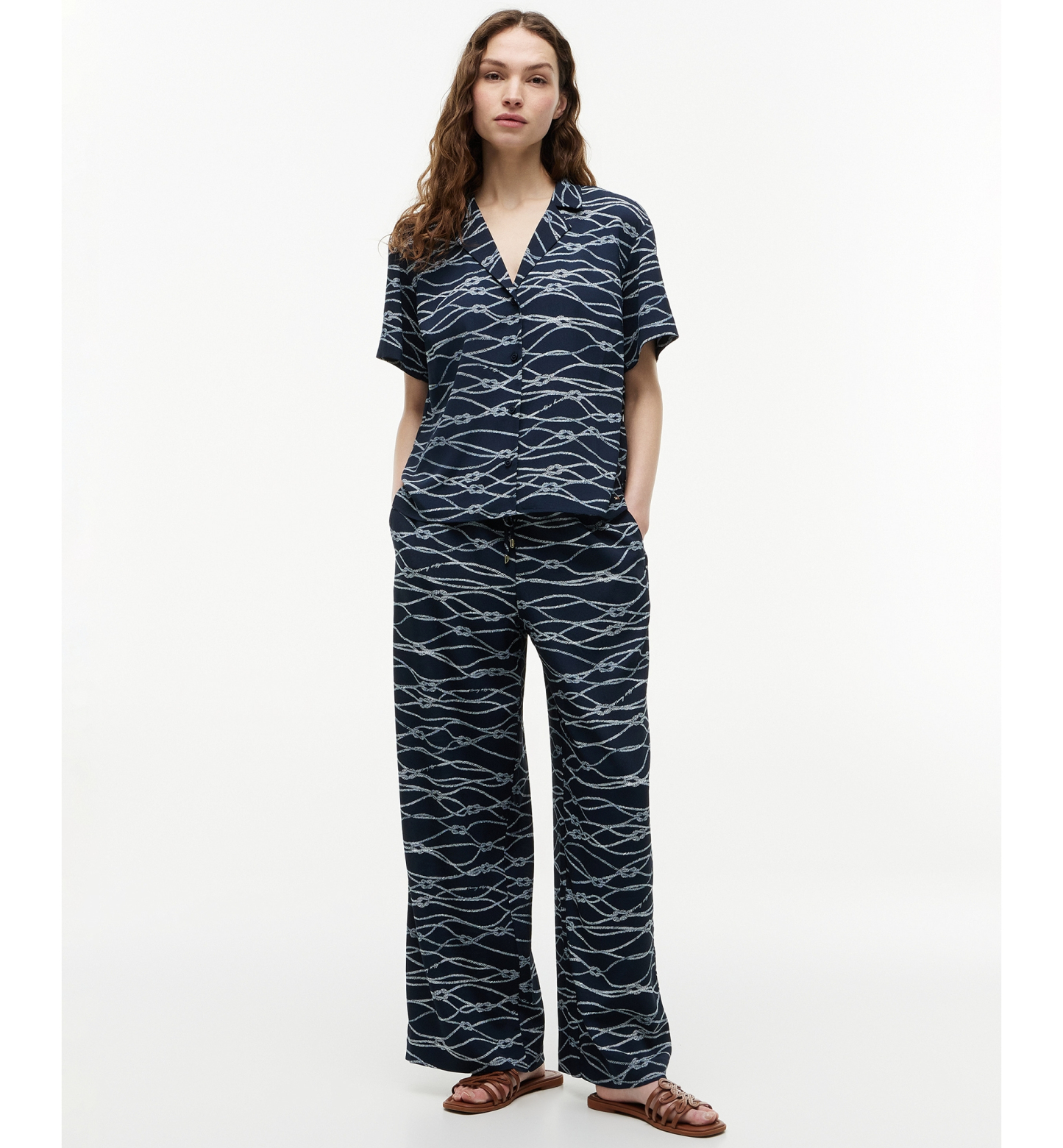 Tommy Hilfiger Women's Short-Sleeve Shirt - Handdrawn Rope Dark Night Navy