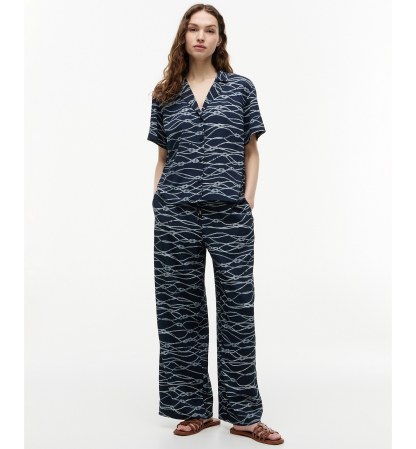 Tommy Hilfiger Women's Short-Sleeve Shirt - Handdrawn Rope Dark Night Navy