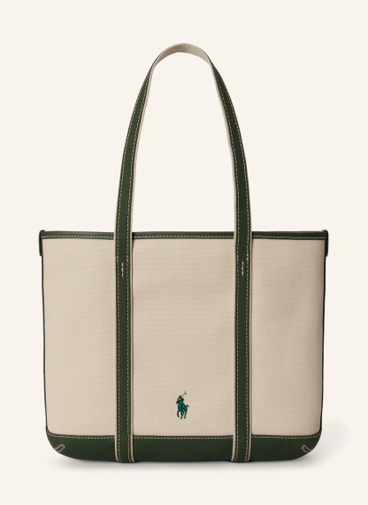 POLO RALPH LAUREN Shopper – CREME / DUNKELGRÜN