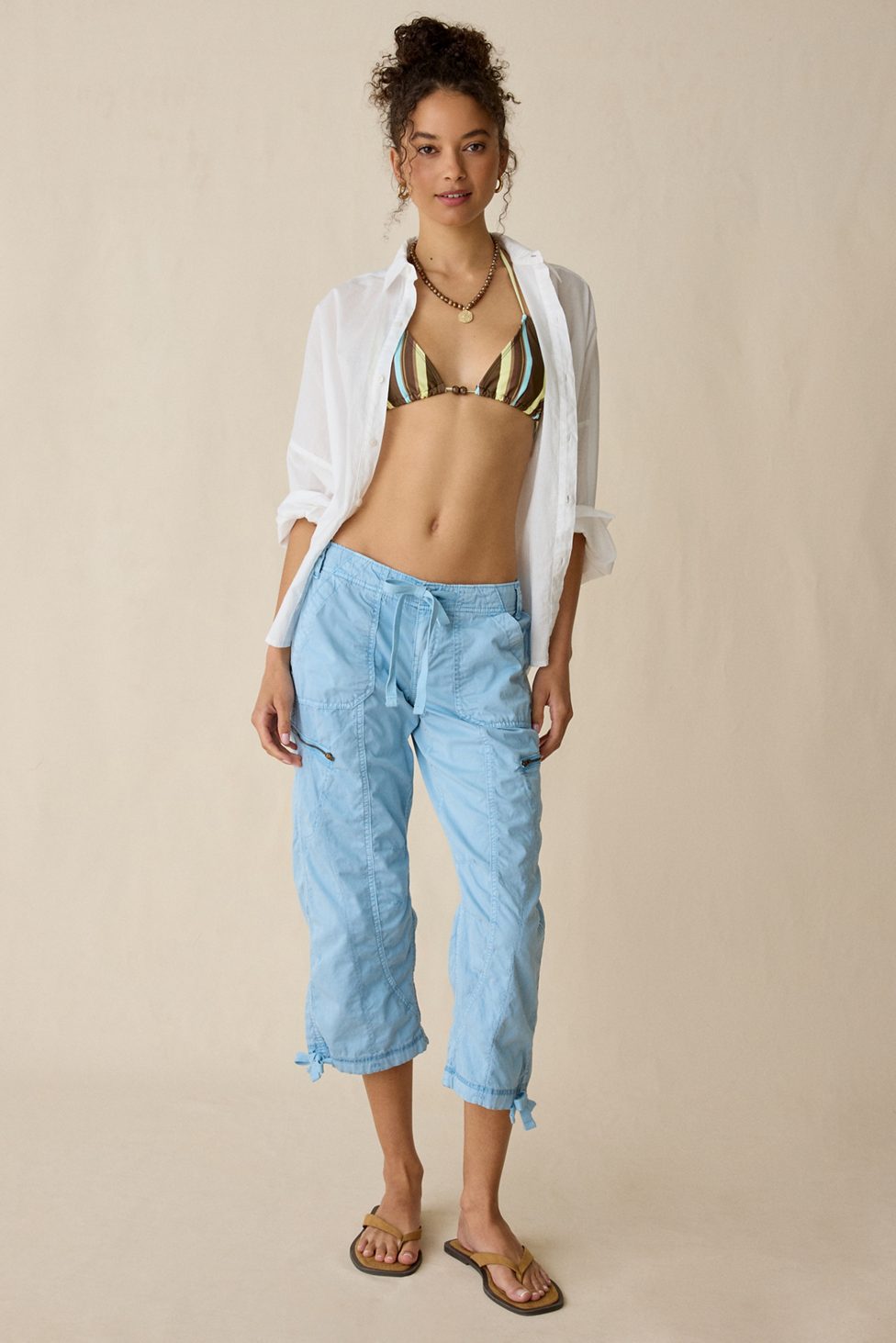 BDG Sidekick Crop Cotton Utility Pants - Light Blue