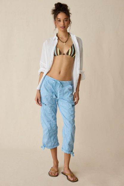 BDG Sidekick Crop Cotton Utility Pants - Light Blue