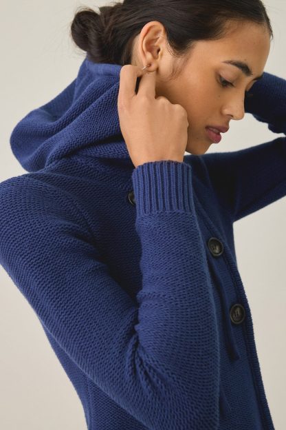 BDG Off Campus Double Breasted Hooded Cardigan - Navy