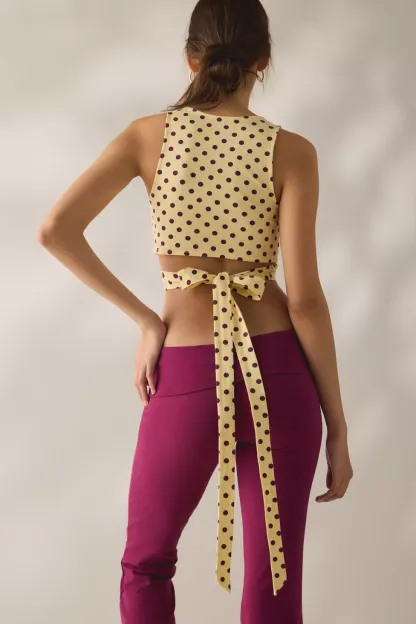 Out From Under Bec Ballet Wrap Tank Top - Yellow + Purple