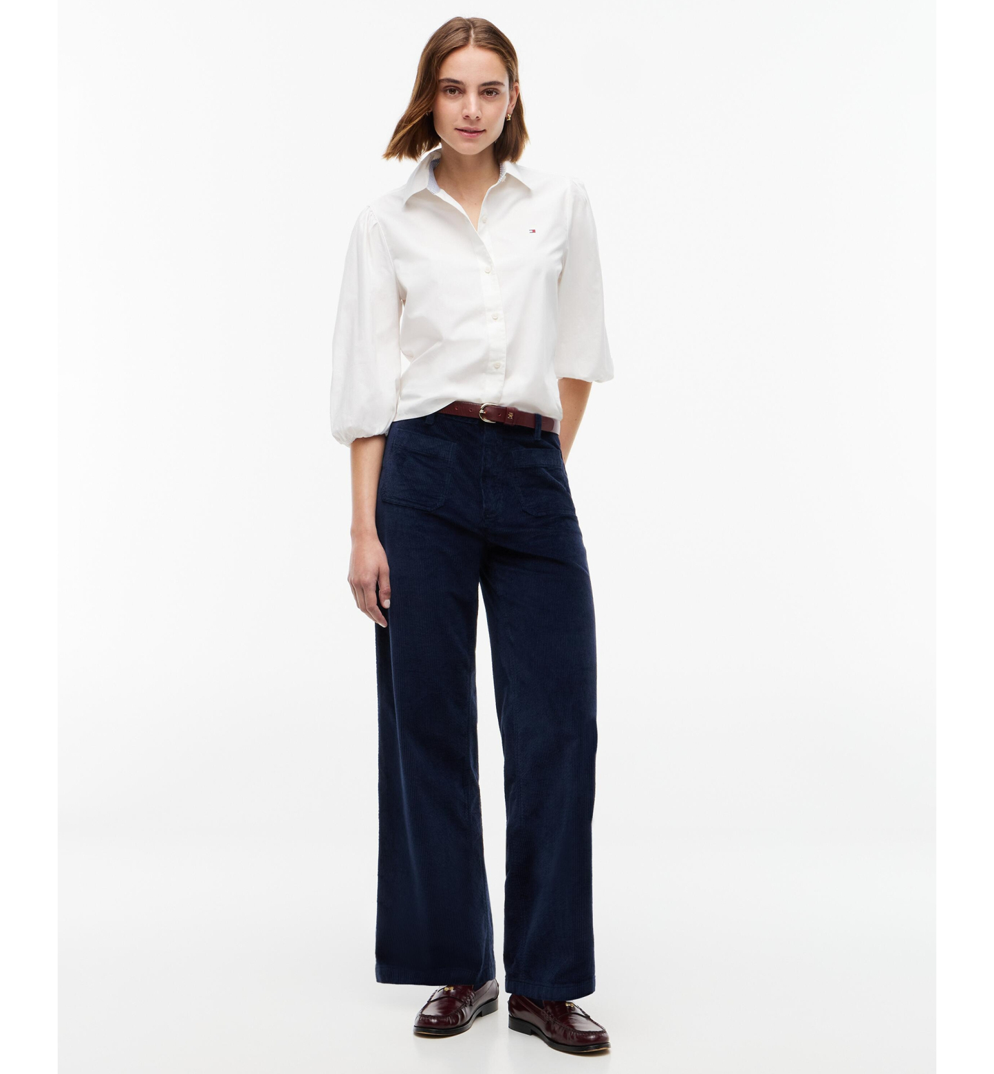 Tommy Hilfiger Women's Corduroy Wide-Leg Pants - Dark Blue