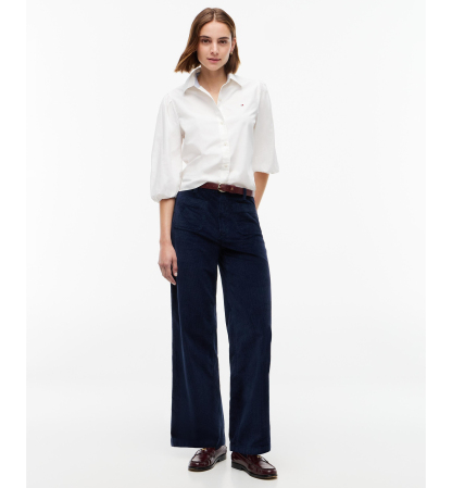 Tommy Hilfiger Women's Corduroy Wide-Leg Pants - Dark Blue