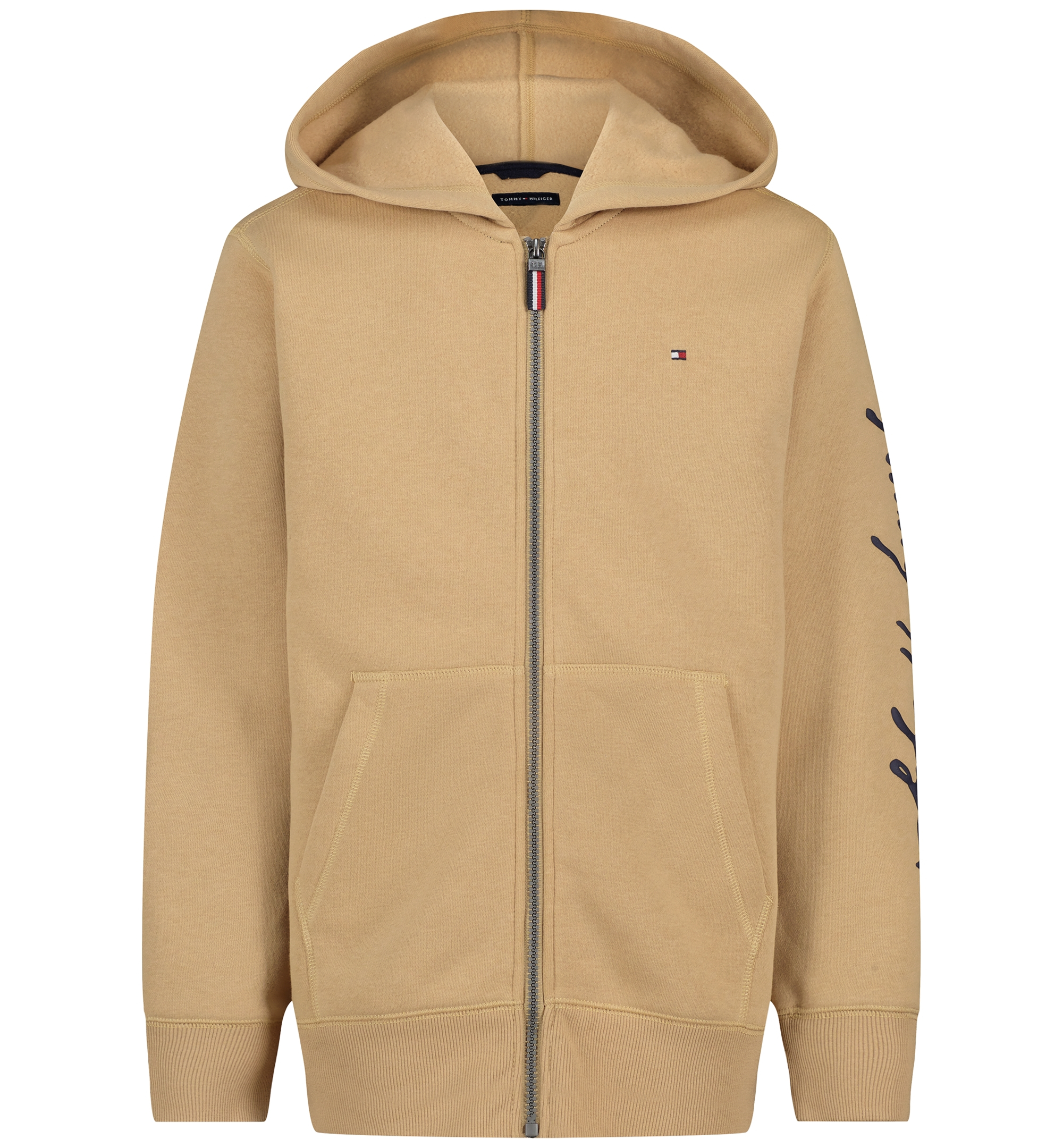 Tommy Hilfiger Boys' 8-20 Signature Full Zip Kangaroo-Pocket Cotton-Polyester Blend Zip Hoodie - Incense