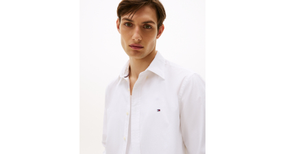 Tommy Hilfiger Men's Regular-Fit Stretch Poplin Button-Down Shirt - White