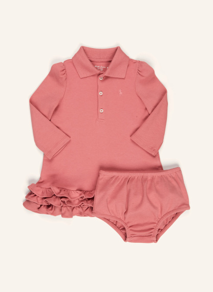 POLO RALPH LAUREN Set: Polokleid mit Rüschen und Hose – PINK