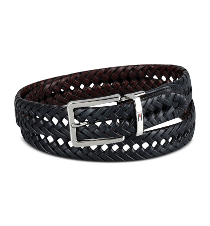32MM Tommy Hilfiger Men's Reversible Lace Logo Belt - Black/Brown