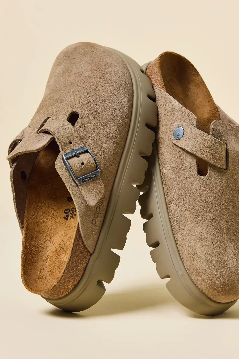 Birkenstock Women's Boston Chunky Suede Clogs - Taupe