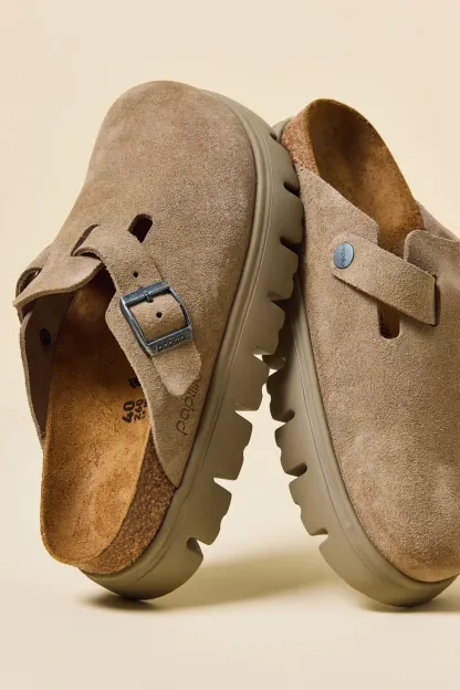 Birkenstock Women's Boston Chunky Suede Clogs - Taupe