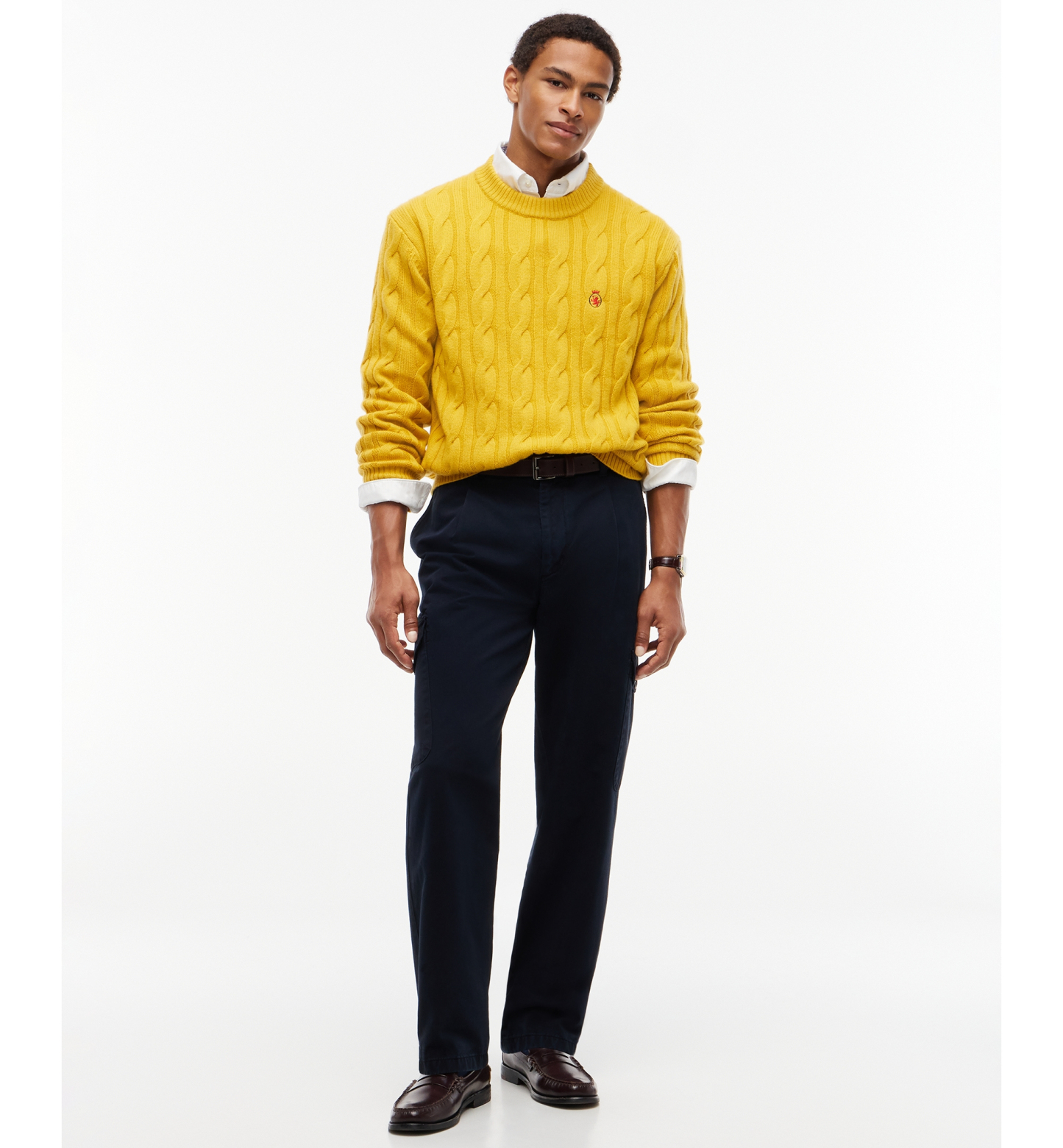 Tommy Hilfiger Men's American Icons Cable Crewneck Lambswool Sweater, Macy’s Exclusive - Ornamental Yellow