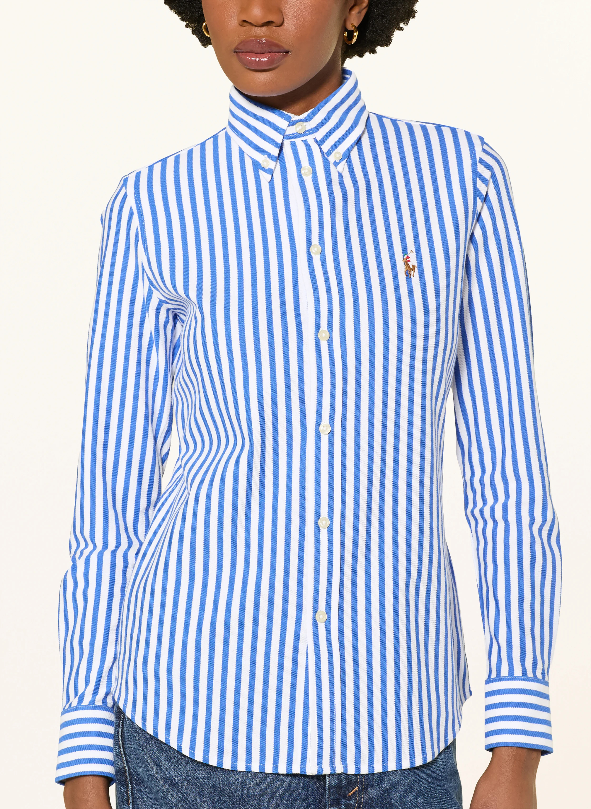 POLO RALPH LAUREN Hemdbluse aus Piqué – BLAU / WEISS