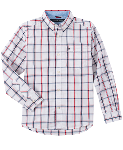 Tommy Hilfiger Boys' 8-20 Samuel Plaid Button-Down Shirt - White