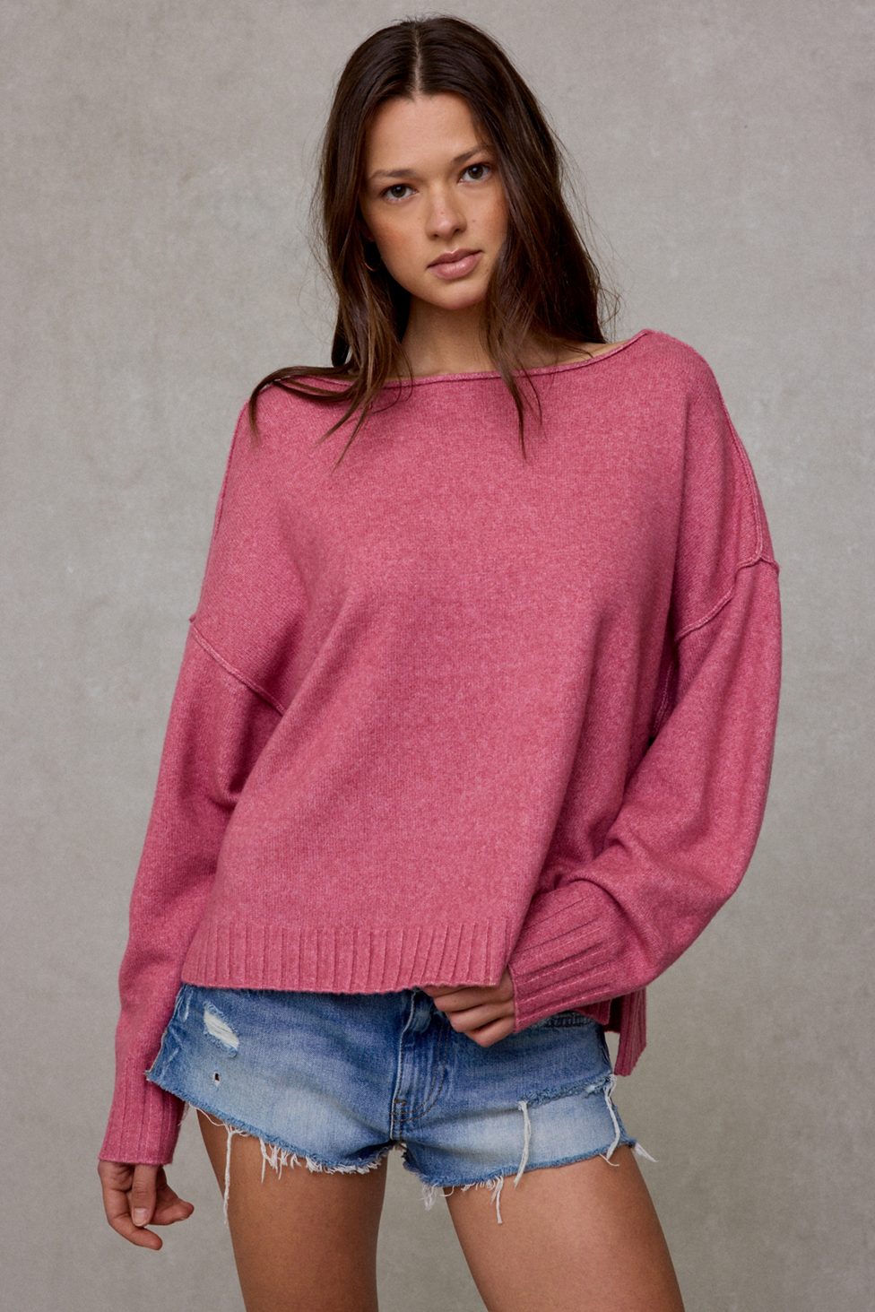Out From Under So Soft Oversized Off-The-Shoulder Sweater - Rose