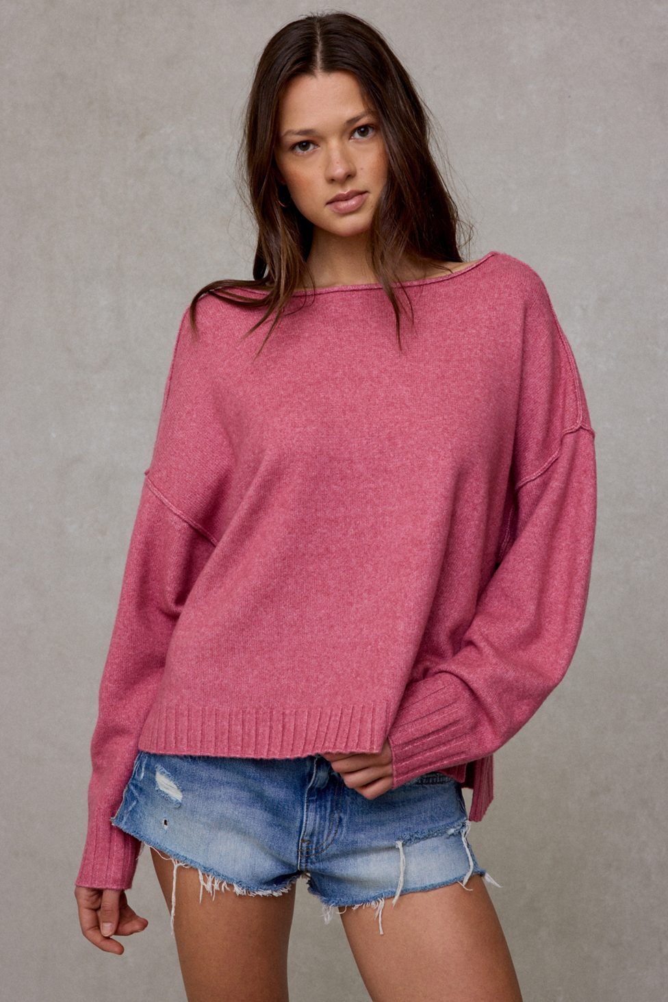 Out From Under So Soft Oversized Off-The-Shoulder Sweater - Rose