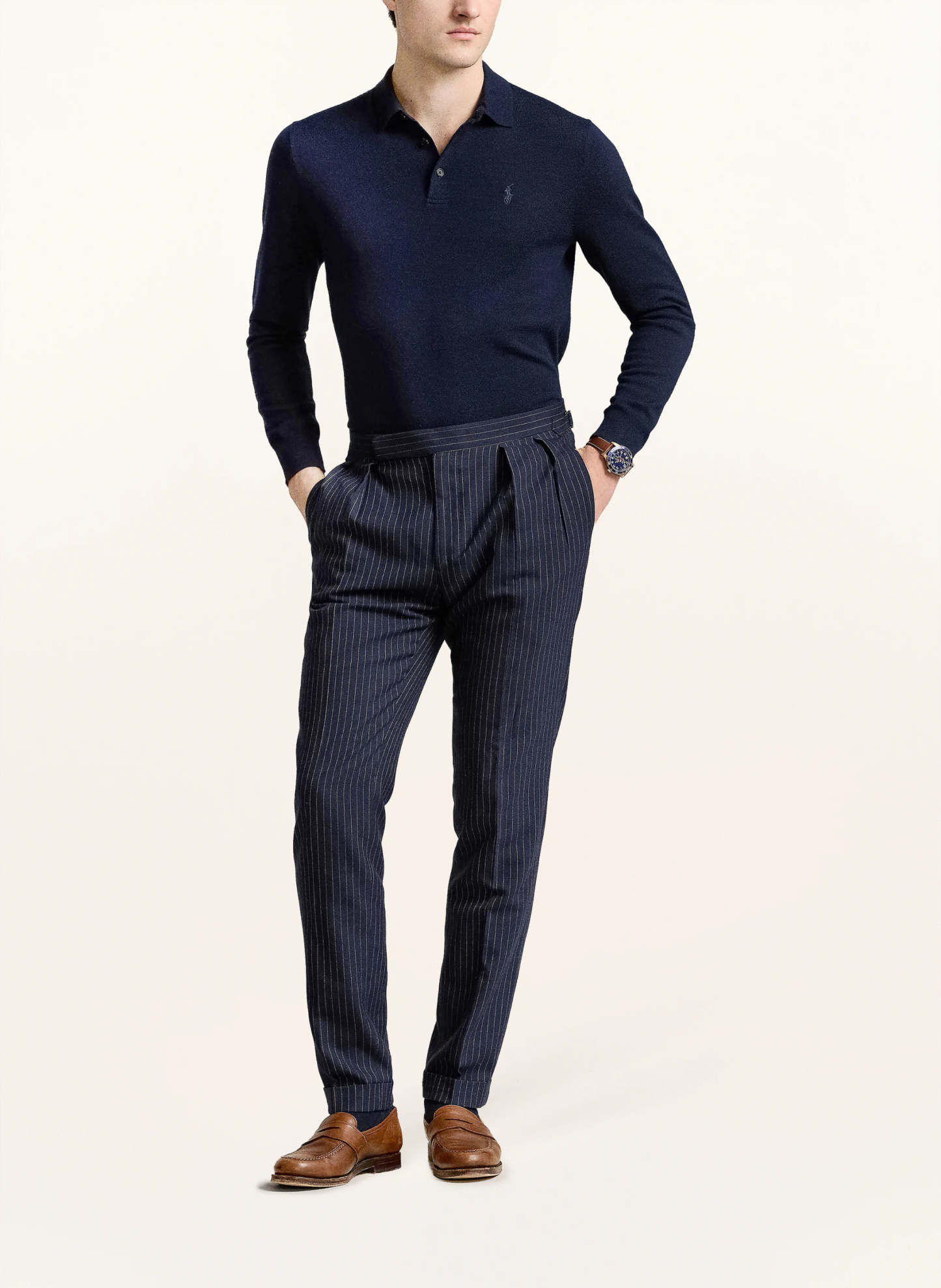 POLO RALPH LAUREN Strick-Poloshirt – DUNKELBLAU