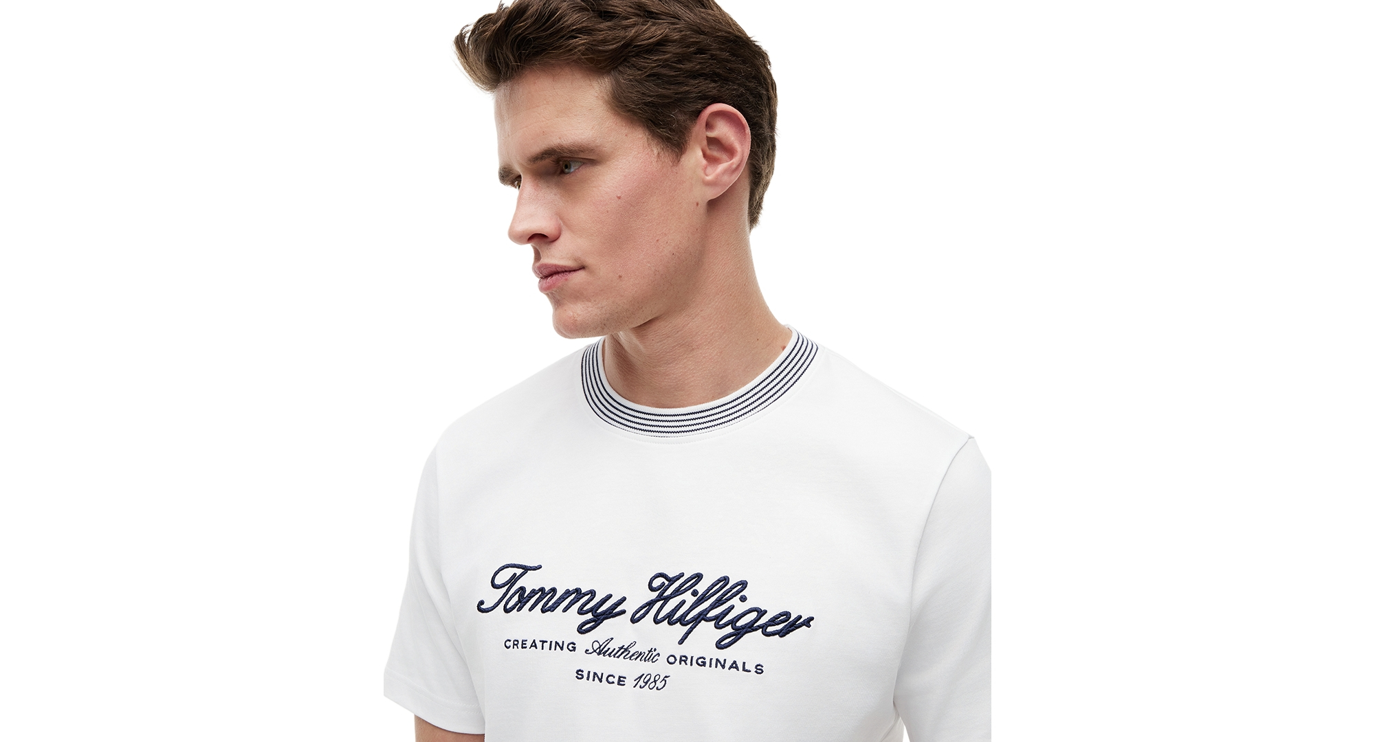 Tommy Hilfiger Men's Embroidery Script Logo T-Shirt - White