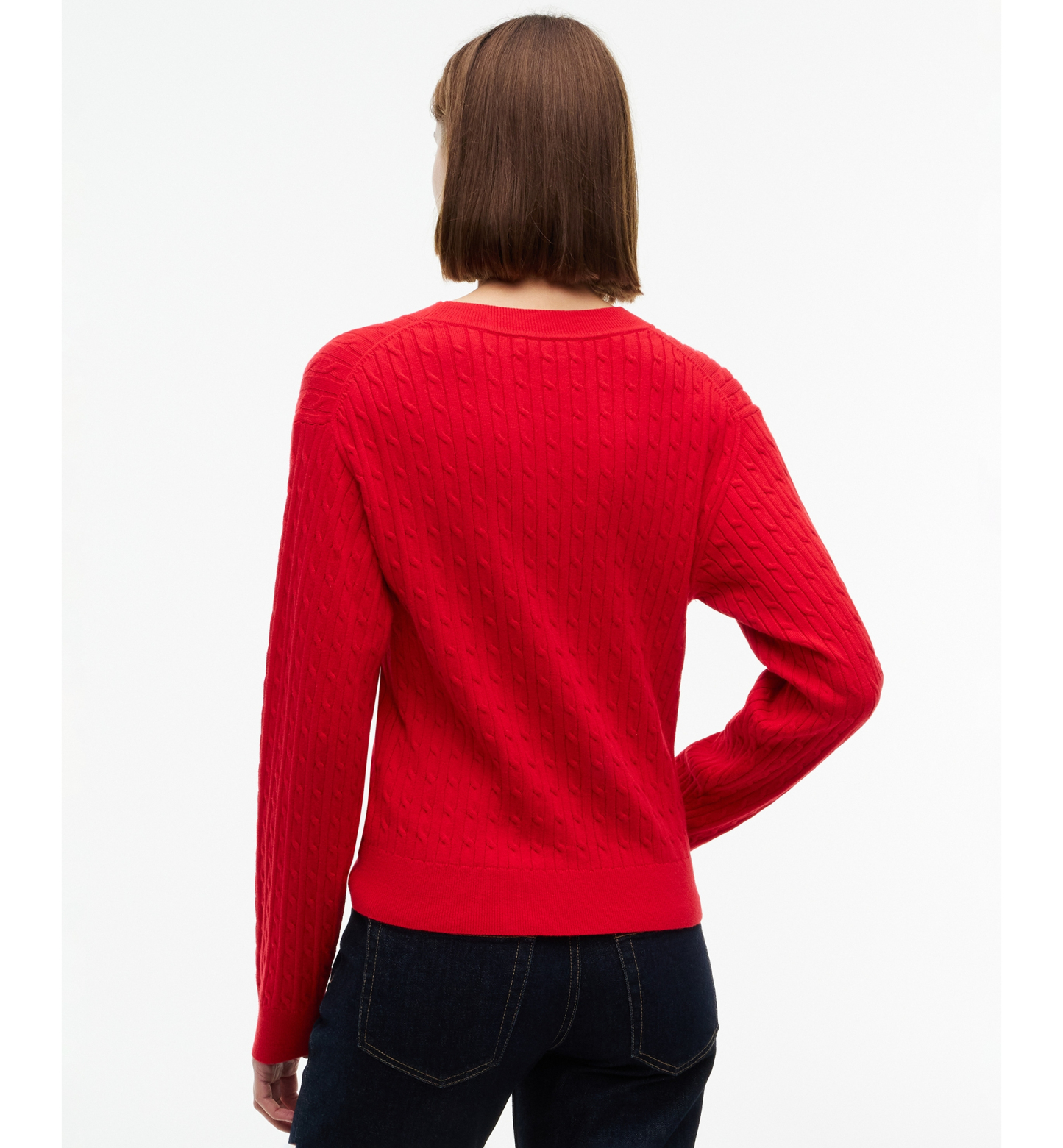 Tommy Hilfiger Women's Fine Gauge Cable-Knit Crewneck Sweater - Red
