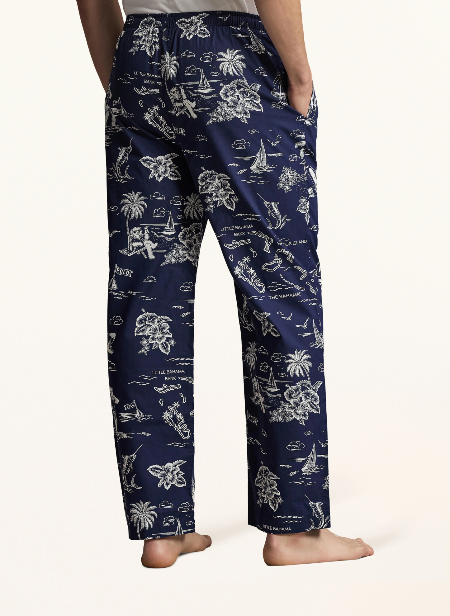 POLO RALPH LAUREN Schlafhose – DUNKELBLAU / WEISS