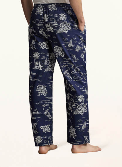 POLO RALPH LAUREN Schlafhose – DUNKELBLAU / WEISS