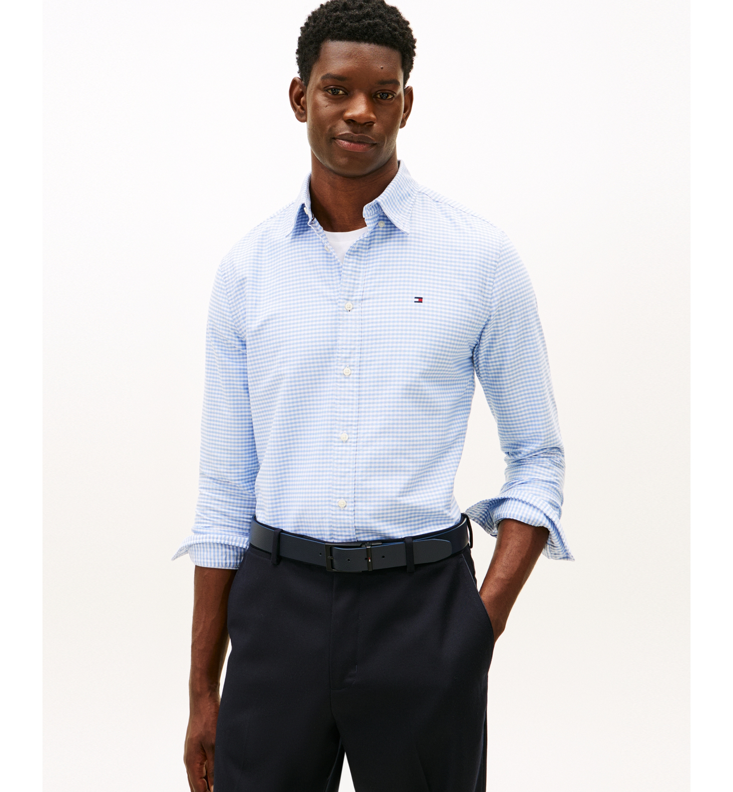 Tommy Hilfiger Men's Heritage Oxford Long-Sleeve Gingham Shirt - Cloudy Blue/Check