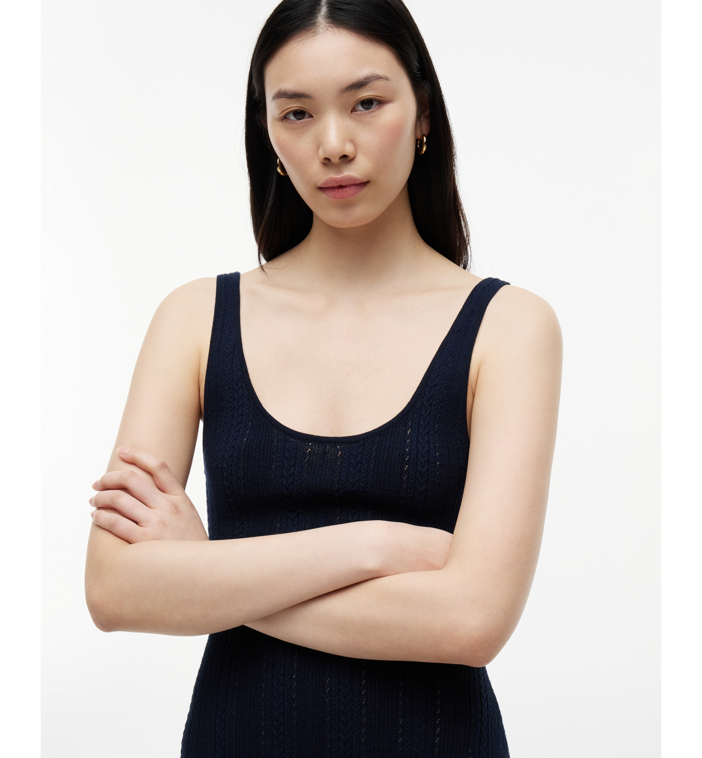 Tommy Hilfiger Women's Cotton Cable Pointelle Maxi Dress - Dark Night Navy