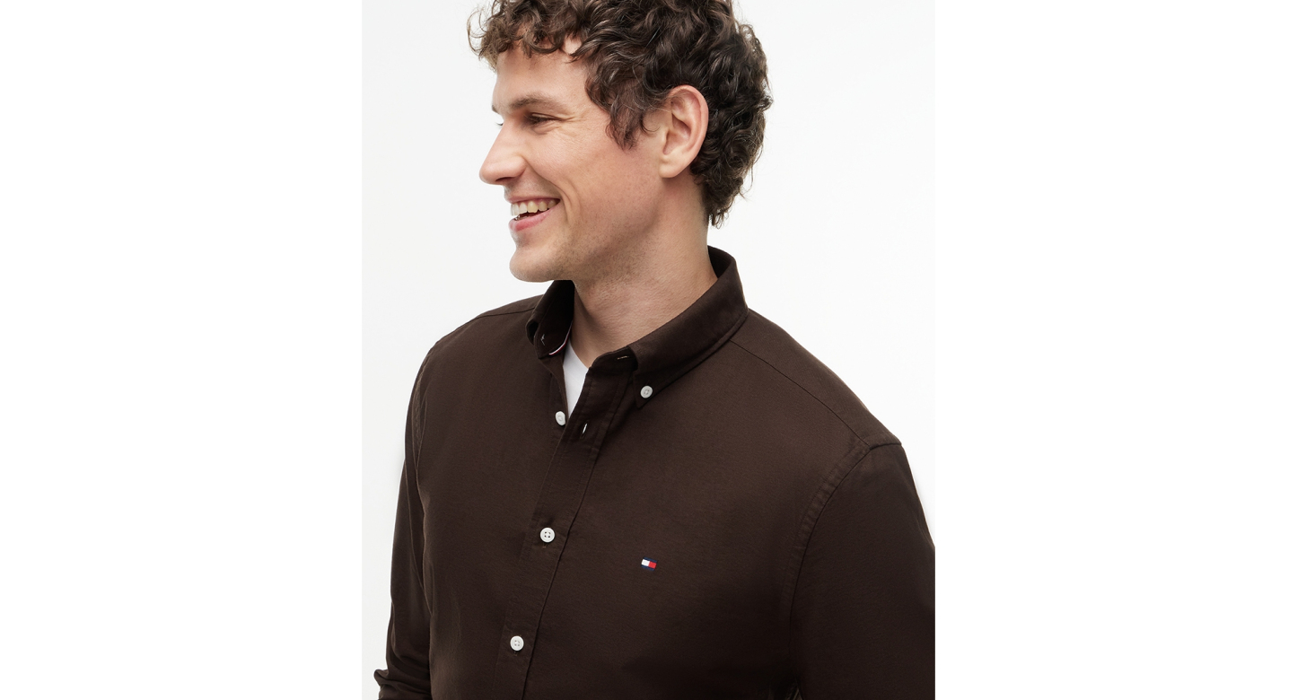 Tommy Hilfiger Men's Heritage Regular-Fit Oxford Shirt - Dark Coffee