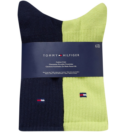 Tommy Hilfiger Men's Cushion Sole Sports Crew Socks, 6-Pack - Navy/Green/Black/Gray
