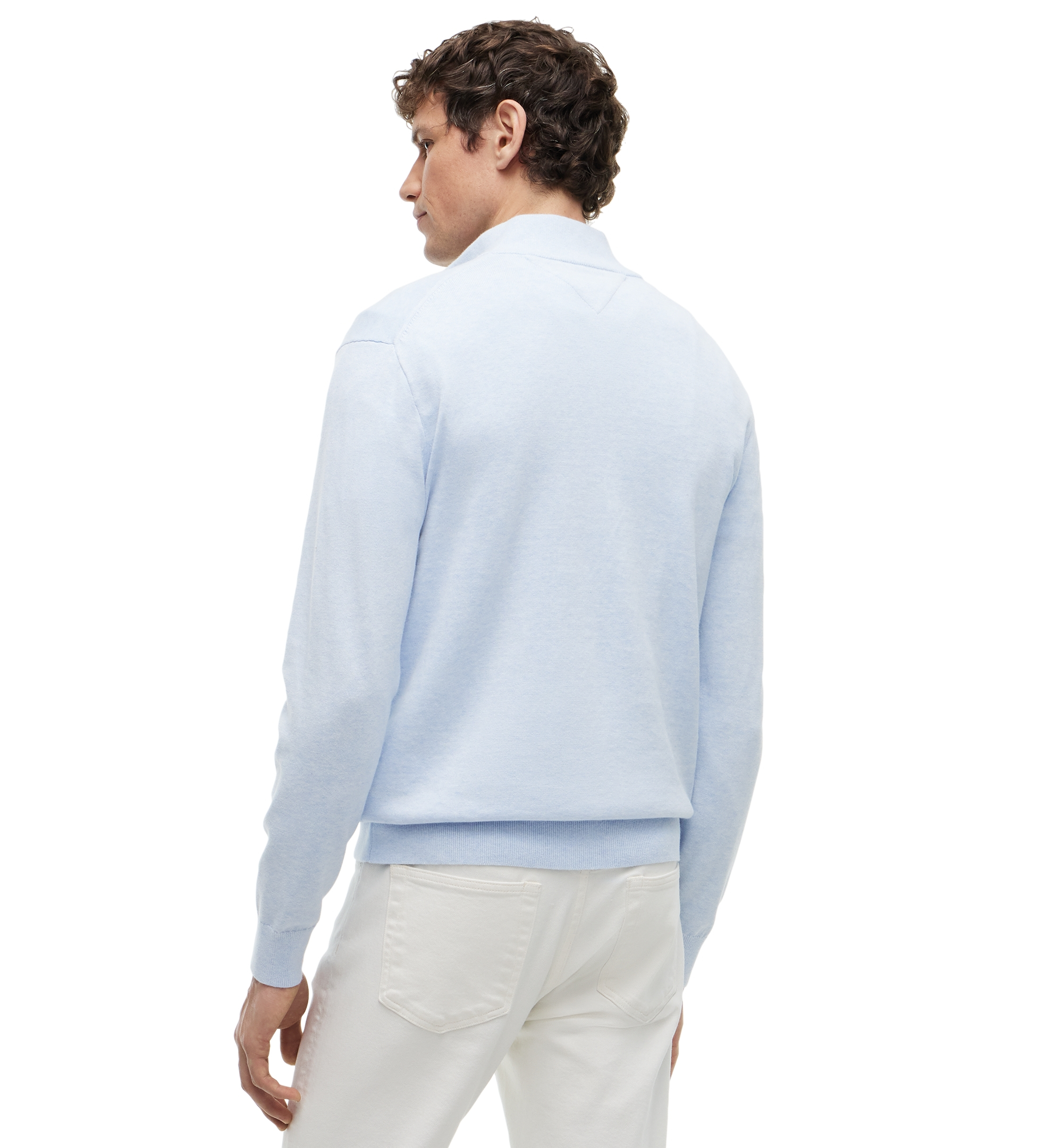 Tommy Hilfiger Men's Essential Cotton Quarter-Zip Sweater - Sky Blue Heather