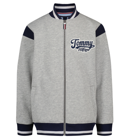 Tommy Hilfiger Boys' 8-20 Zip-Up Logo Bomber Jacket - Gray Heather
