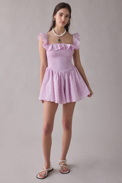 Kimchi Blue Clementine Smocked Ruffle Romper - Lilac