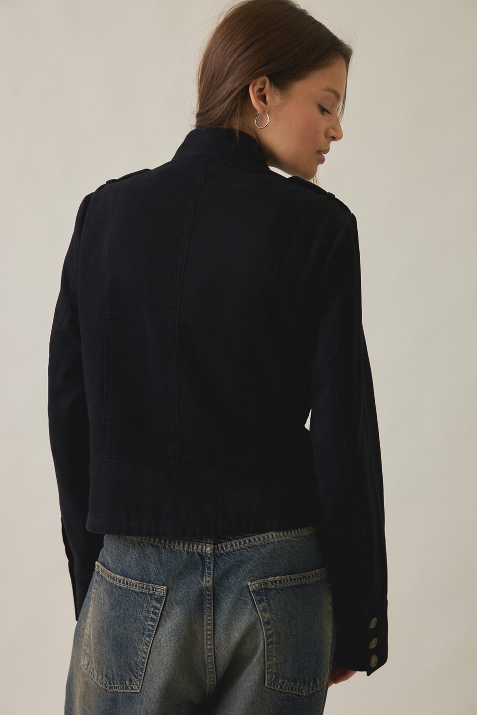 BDG Cate Cotton Band Jacket - Black