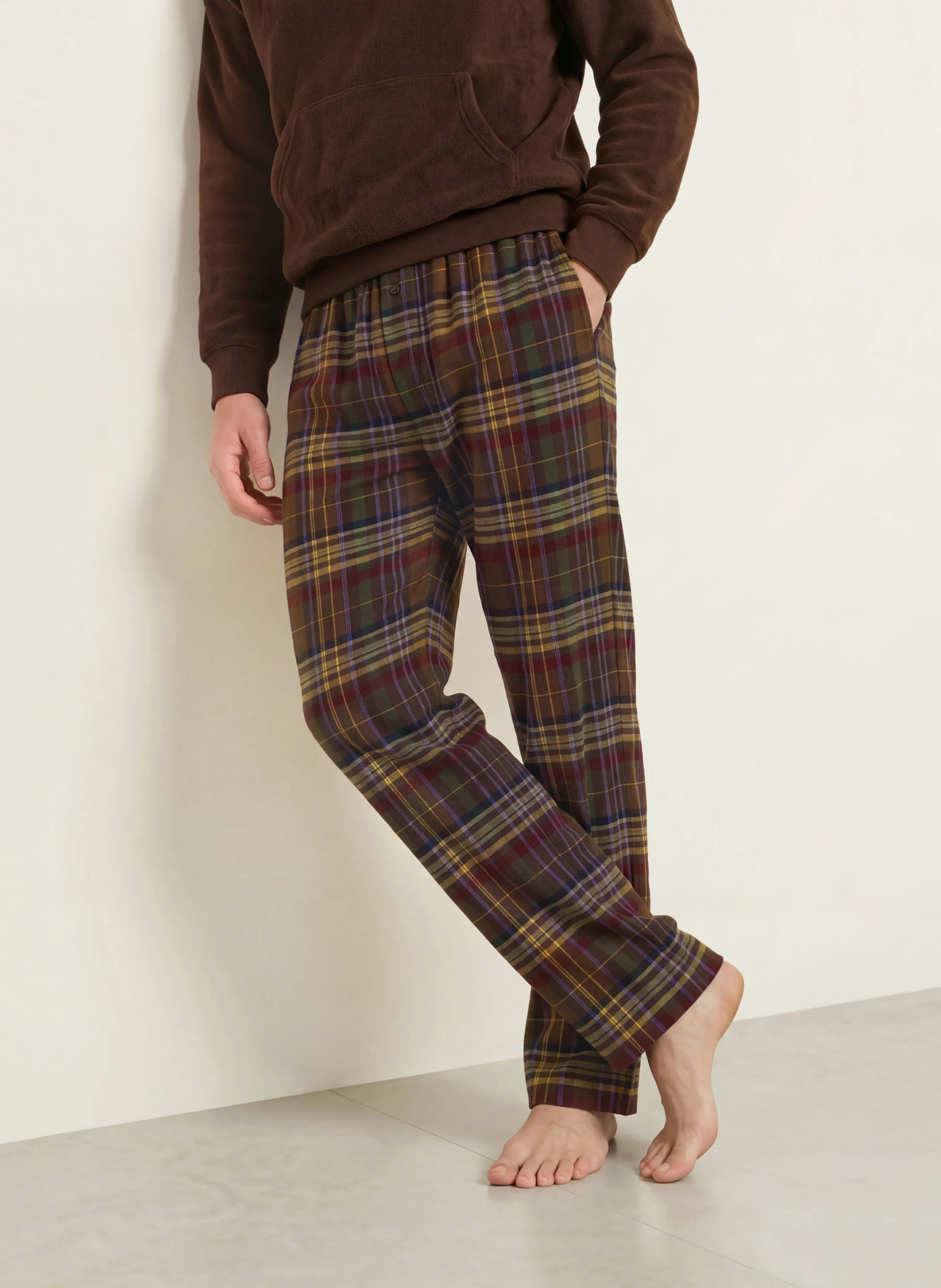 POLO RALPH LAUREN Lounge-Hose aus Flanell – BRAUN / HELLBRAUN / LILA
