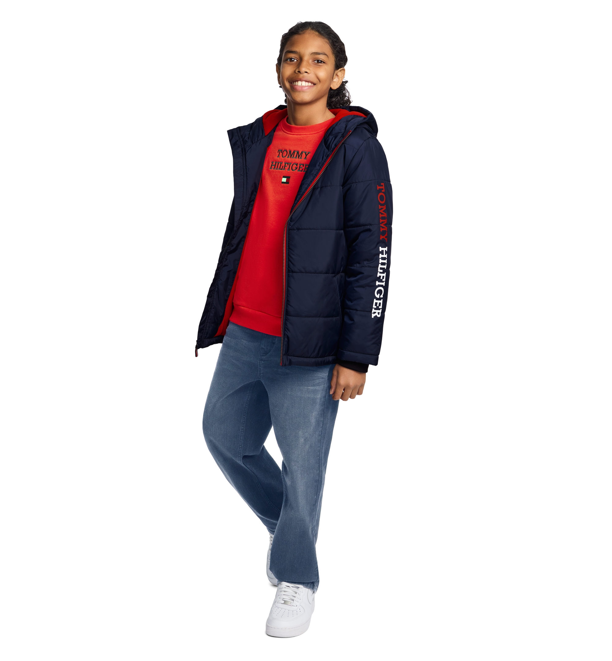 Tommy Hilfiger Boys' 8-20 Logo Puffer Jacket - Navy Blazer