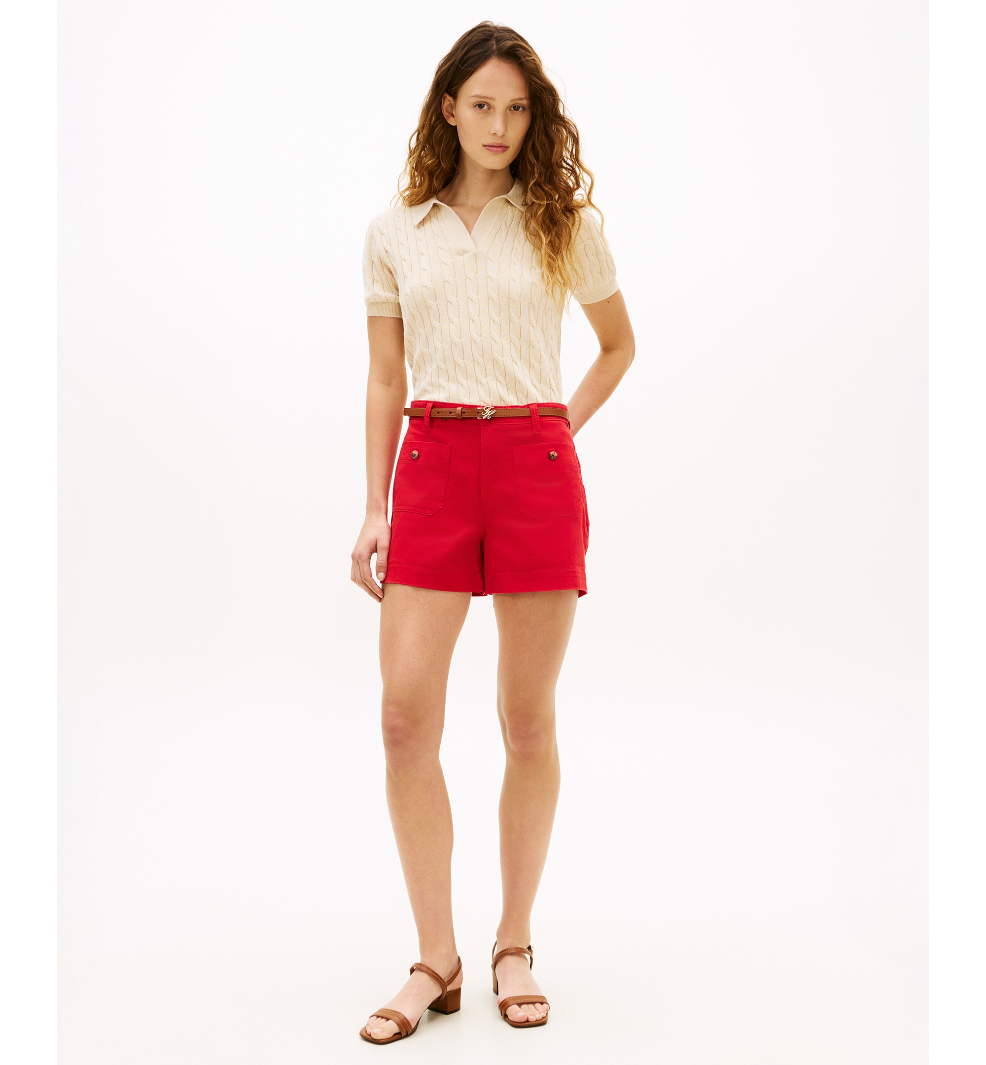 Tommy Hilfiger Women's Twill Patch Pocket Shorts - Primary Red