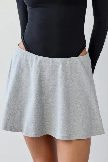 Out From Under Bec Mid-Rise Skater Mini Skort - Grey