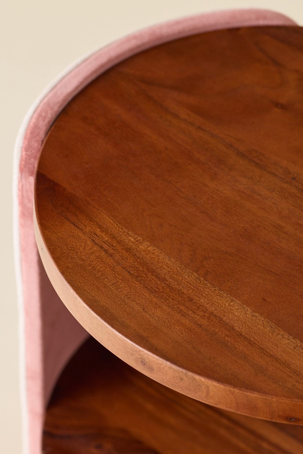 Jane Round Upholstered Storage Nightstand - Pink Velvet