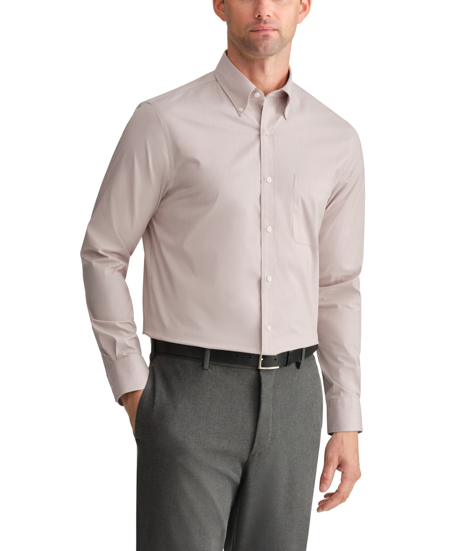 Tommy Hilfiger Men's Regular Fit Wrinkle Resistant Stretch Dress Shirt - Khaki